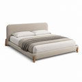 Polsterbett Bettgestell Beige Polyester abgerundet 180 x 200 cm
