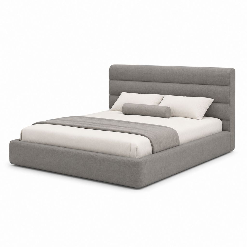 Polsterbett Doppelbett Grau mit Polyesterbezug 180 x 220 x 110 cm für Matratze 160 x 200 cm
