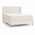 Polsterbett Doppelbett Cremeweiß mit Polyesterbezug und Massivholzfüßen 180 x 200 cm