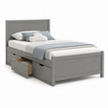 Einzelbett mit 2 Schubladen Grau Kiefer Massivholz 90 x 200 cm
