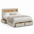 Polsterbett Doppelbett Beige mit Polyesterbezug Stauraum und 4 Schubladen 160 x 200 cm