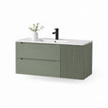 Waschtischunterschrank Set Grün MDF mit Keramikwaschbecken rechteckig 80 x 46 x 50 cm