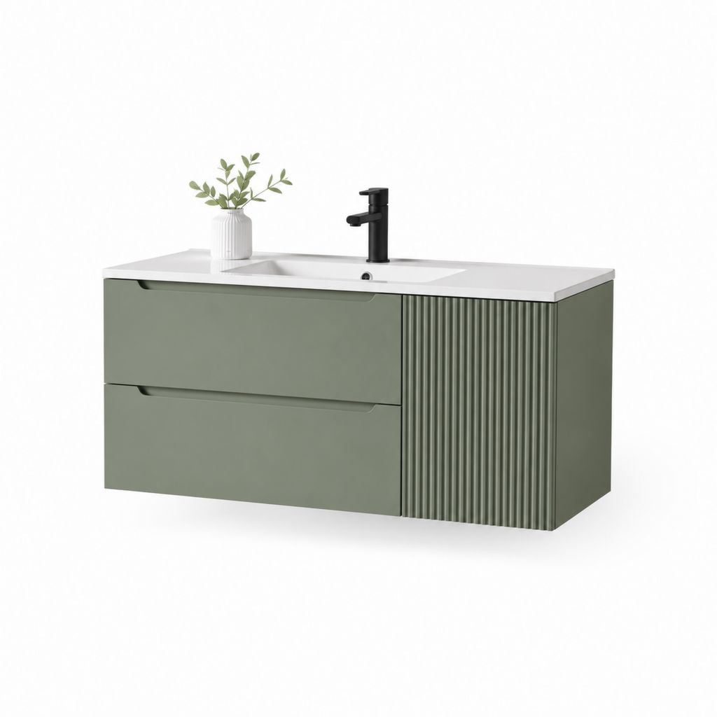 Waschtischunterschrank Set Grün MDF mit Keramikwaschbecken rechteckig 80 x 46 x 50 cm