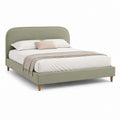Polsterbett Doppelbett Salbeigrün Polyester mit abgerundetem Kopfteil 160 x 200 cm