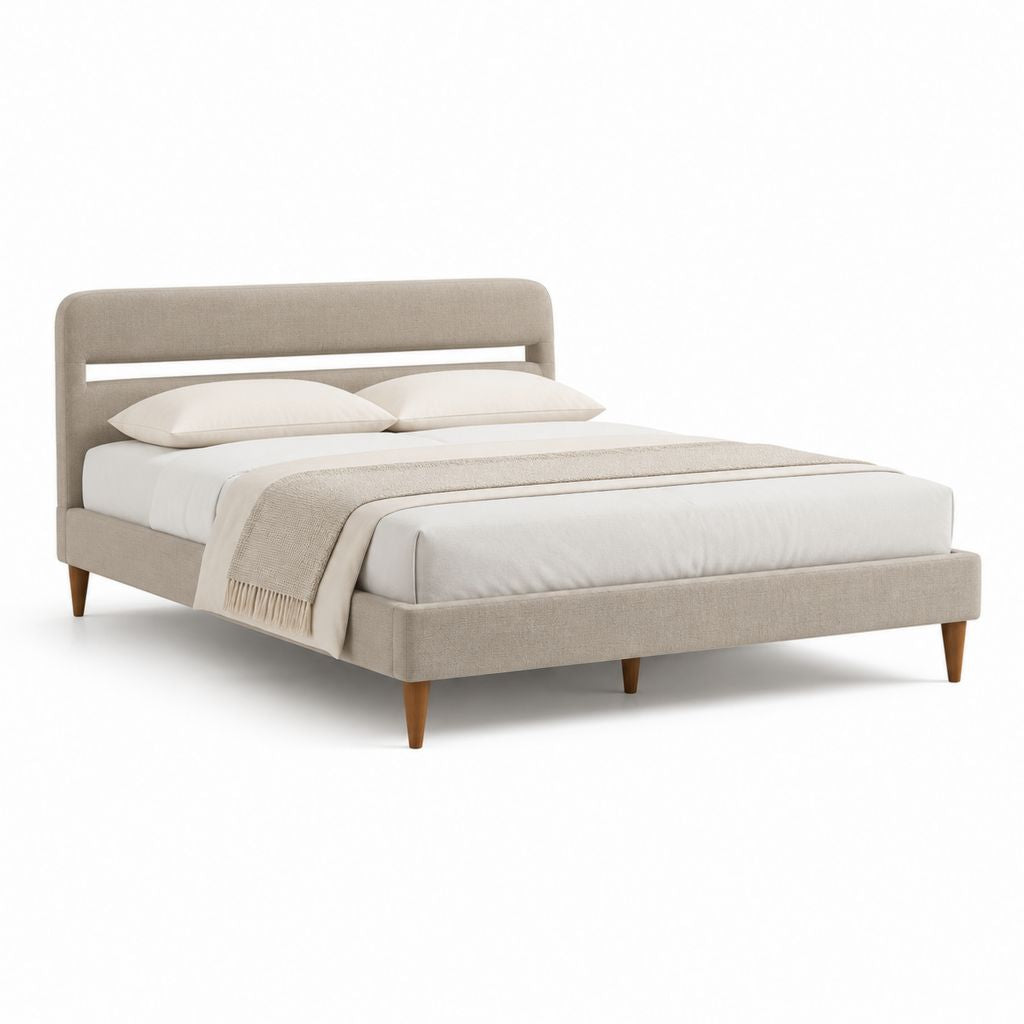 Polsterbett Doppelbett Beige Polyester Rechteckig 160 x 200 cm