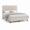 Polsterbett Bettgestell Beige Polyester rechteckig 180 x 200 cm