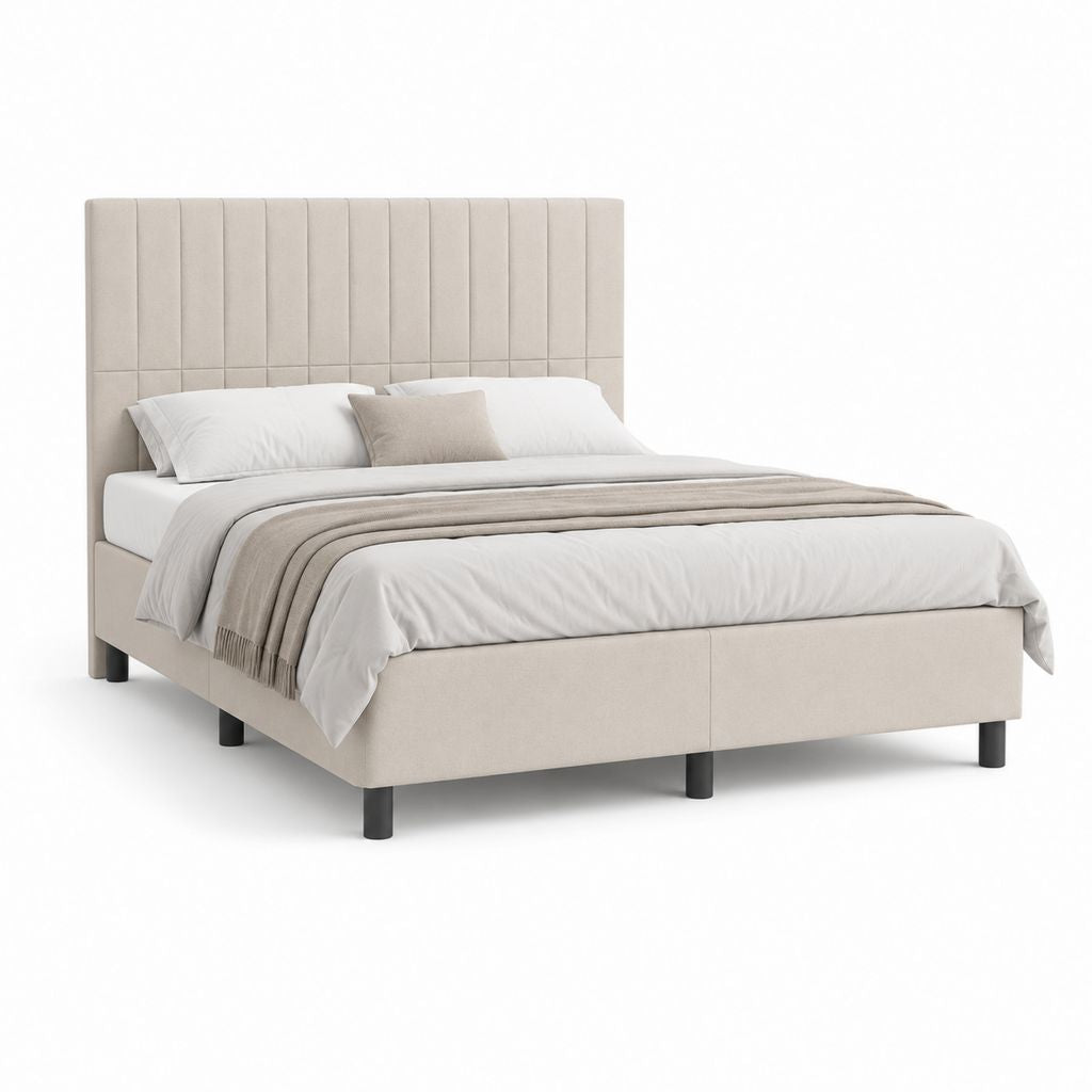 Polsterbett Bettgestell Beige Polyester rechteckig 180 x 200 cm