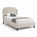 Polsterbett Beige aus Polyester rechteckig mit gepolstertem Kopfteil 90 x 200 cm
