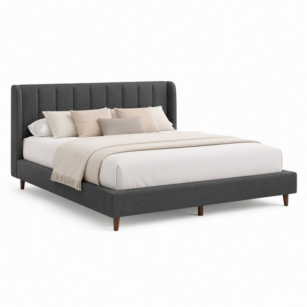 Polsterbett Doppelbett Dunkelgrau Polyester Rechteckig 160 x 200 cm