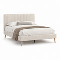 Polsterbett Doppelbett Creme Polyester Rechteckig 160 x 200 cm