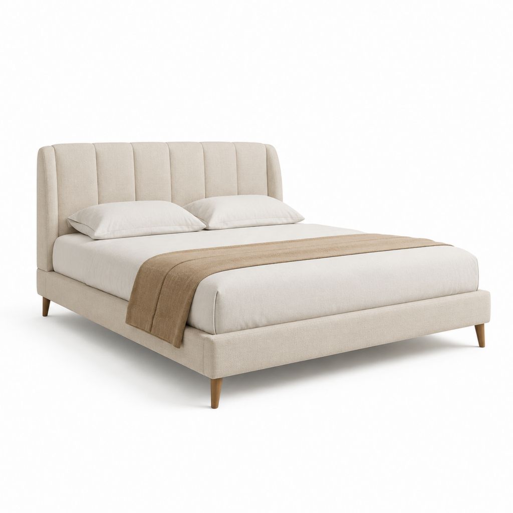 Polsterbett Doppelbett Beige Polyester Rechteckig 160 x 200 cm