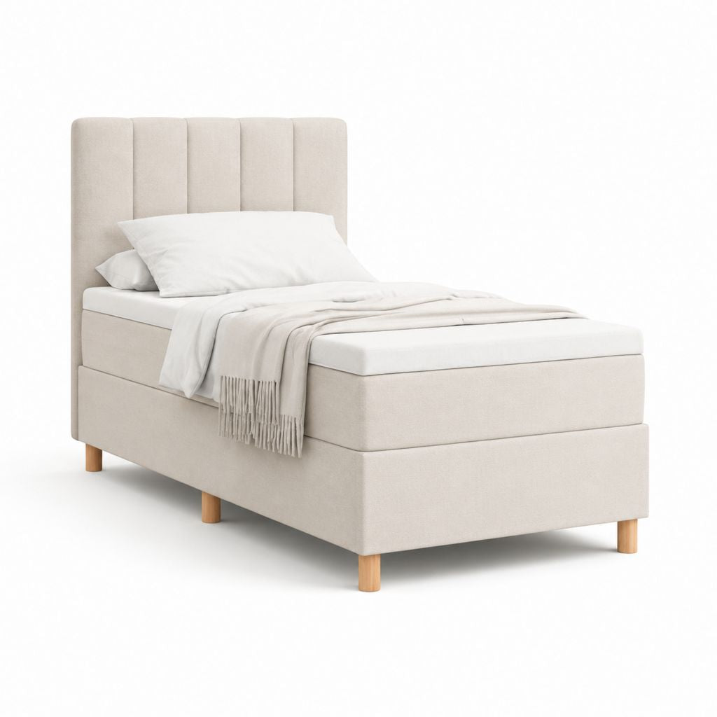 Polsterbett Einzelbett Beige Polyester Rechteckig mit Liegefläche 90 x 200 cm